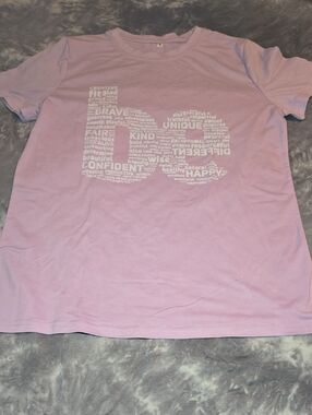 Light Purple Graphic Tee with Positive Word Art
